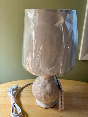 Karma Home Ceramic Table Lamp in White with White Shade